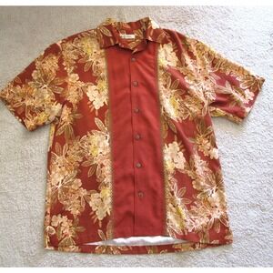 Tommy Bahama‎ Short Sleeve 100% Silk Floral Camp Hawaiian Shirt Men's Large